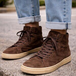 Converse Leather High Top Sneakers Brown Suede Men 10 Women 12 EU 44 Casual